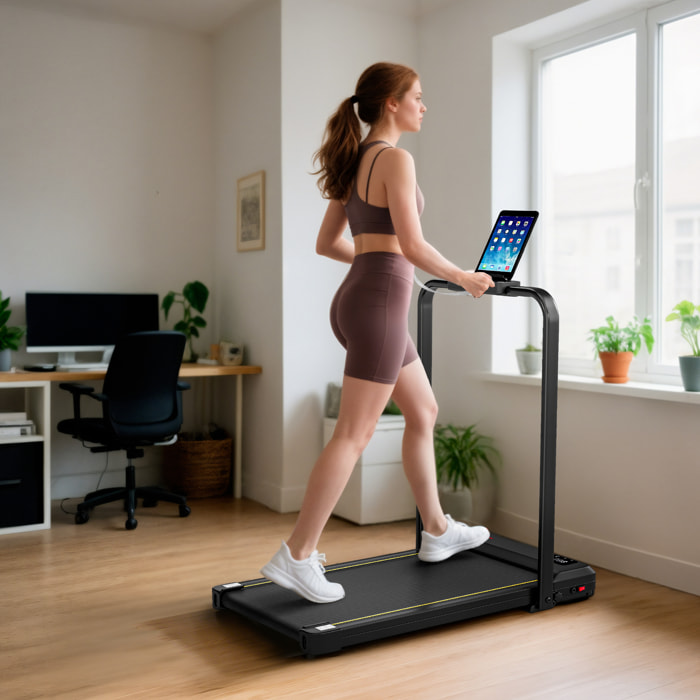 Cinta de Correr Plegable 7% Inclinación, Andar Caminadora Eléctrica para Casa 2 en 1 Debajo del Escritorio con 2.0HP, 6 km/h, Pantalla LED, Control Remoto, para Gimnasio y Oficina