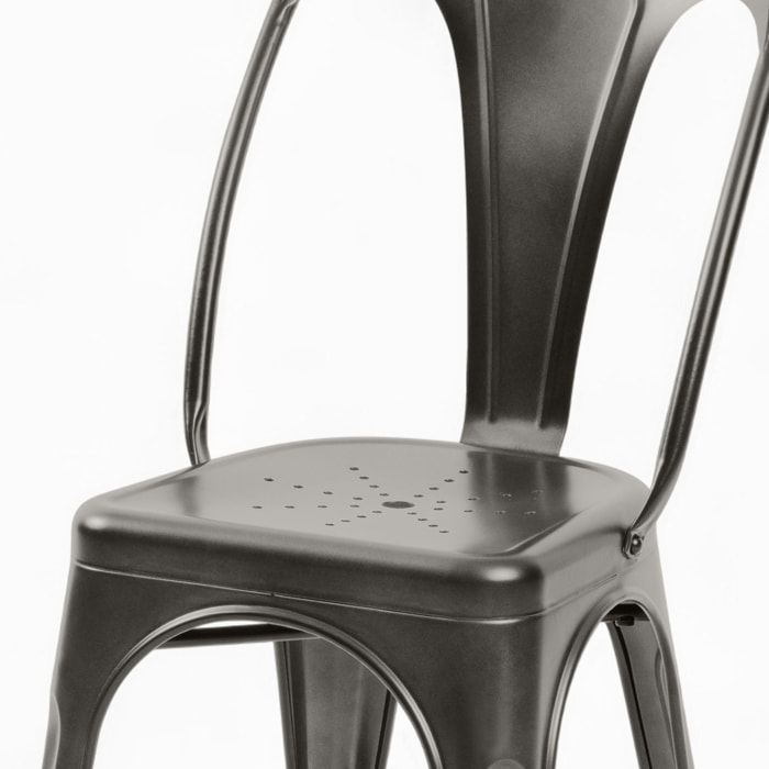 Pack 4 chaises en métal gris - Indus