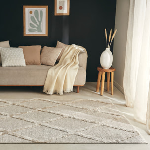 HARMONIE - Tapis motif losange crème