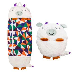 DAM Saco de dormir convertible en almohada, para niños, Vaquita. Tacto peluche. Pequeño / S: 128x45cm. 135x50x40 Cm. Color: Blanco