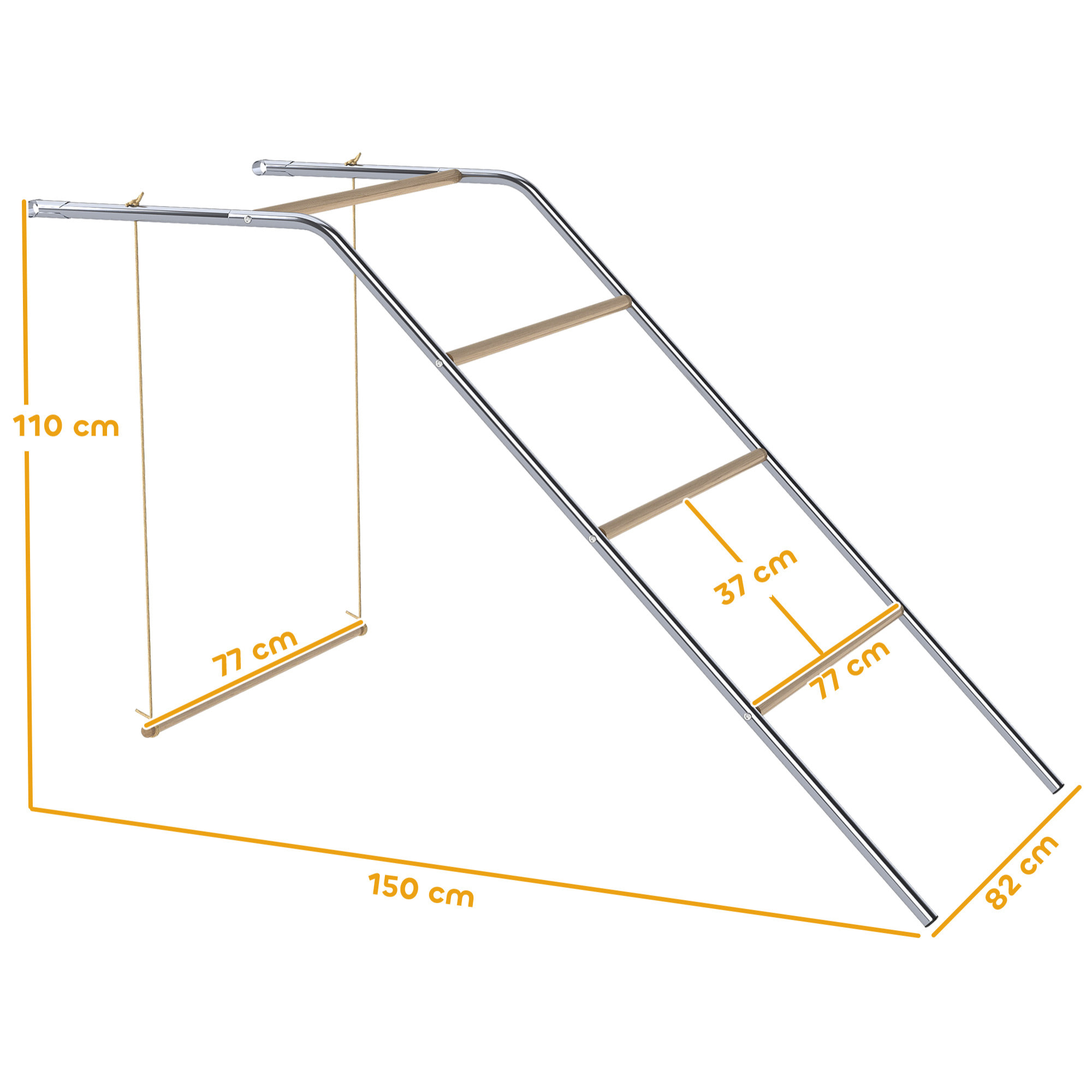 Perchoir balançoire pour poule - aire de jeu chicken activity - 150 x 82 x 110 cm - acier chromé bois verni