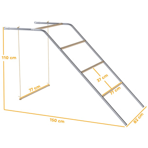 Perchoir balançoire pour poule - aire de jeu chicken activity - 150 x 82 x 110 cm - acier chromé bois verni