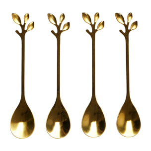 Cuillere A Cafe Feuille Dore X4