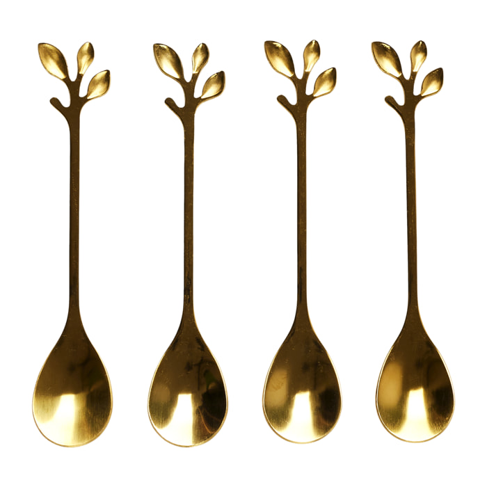 Cuillere A Cafe Feuille Dore X4
