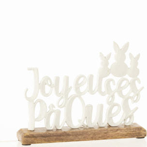 J-Line décoration Joyeuses Paques Sur Socle - aluminium - blanc