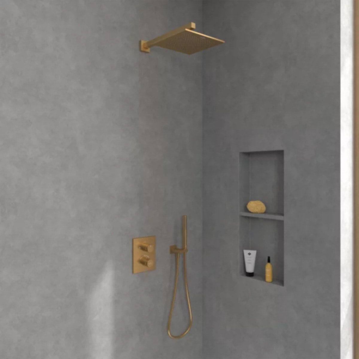 Douche de tête Universal rectangle Or brossé