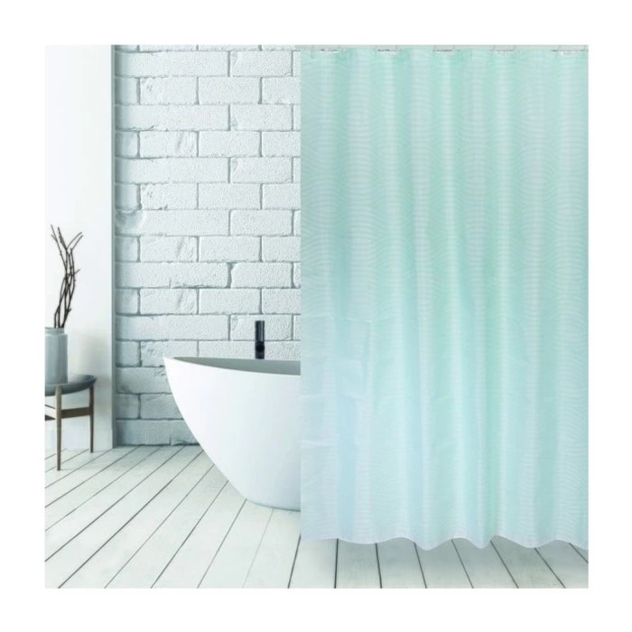 Rideau de douche Polyester WAVE 180x200cm  QUALITà PREMIUM Vert Pastel - Anneaux inclus MSV