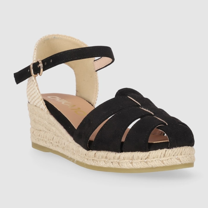 Sandalias de Tejido - Negro - Tacón: 5 cm