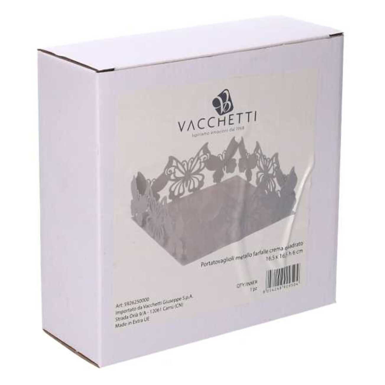 Portatovaglioli in metallo farfalla crema quadrato cm16,5x16,5h6