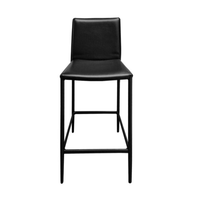 Chaise de bar avec dossier en simili & piétement en métal - SANDY