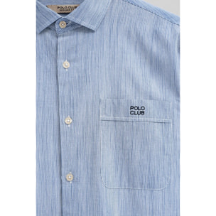 Camisa de rayas cotolino azul de corte regular con bordado Polo Club