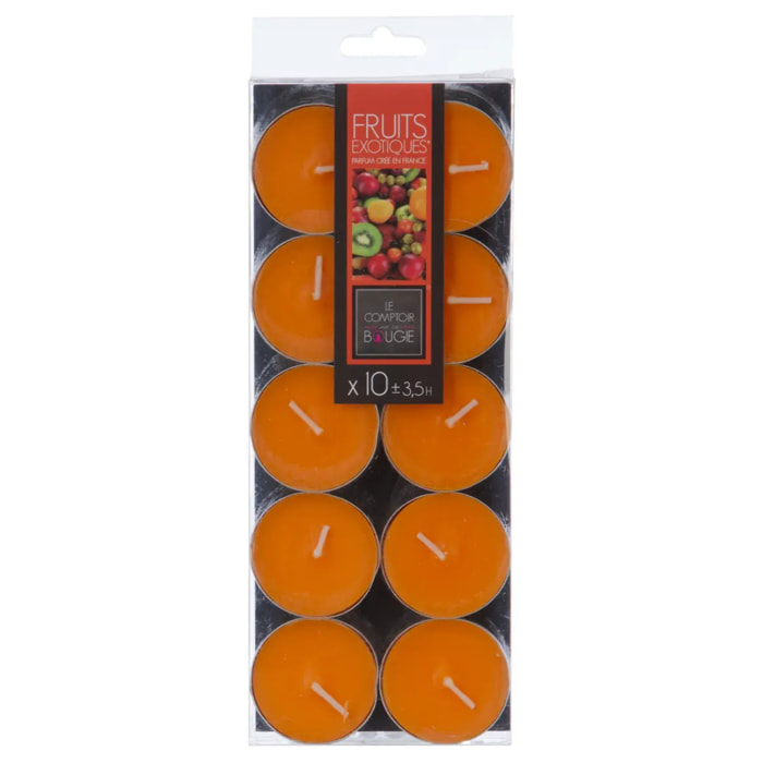 Lot de 10 bougies parfumées fruits exotiques 150g