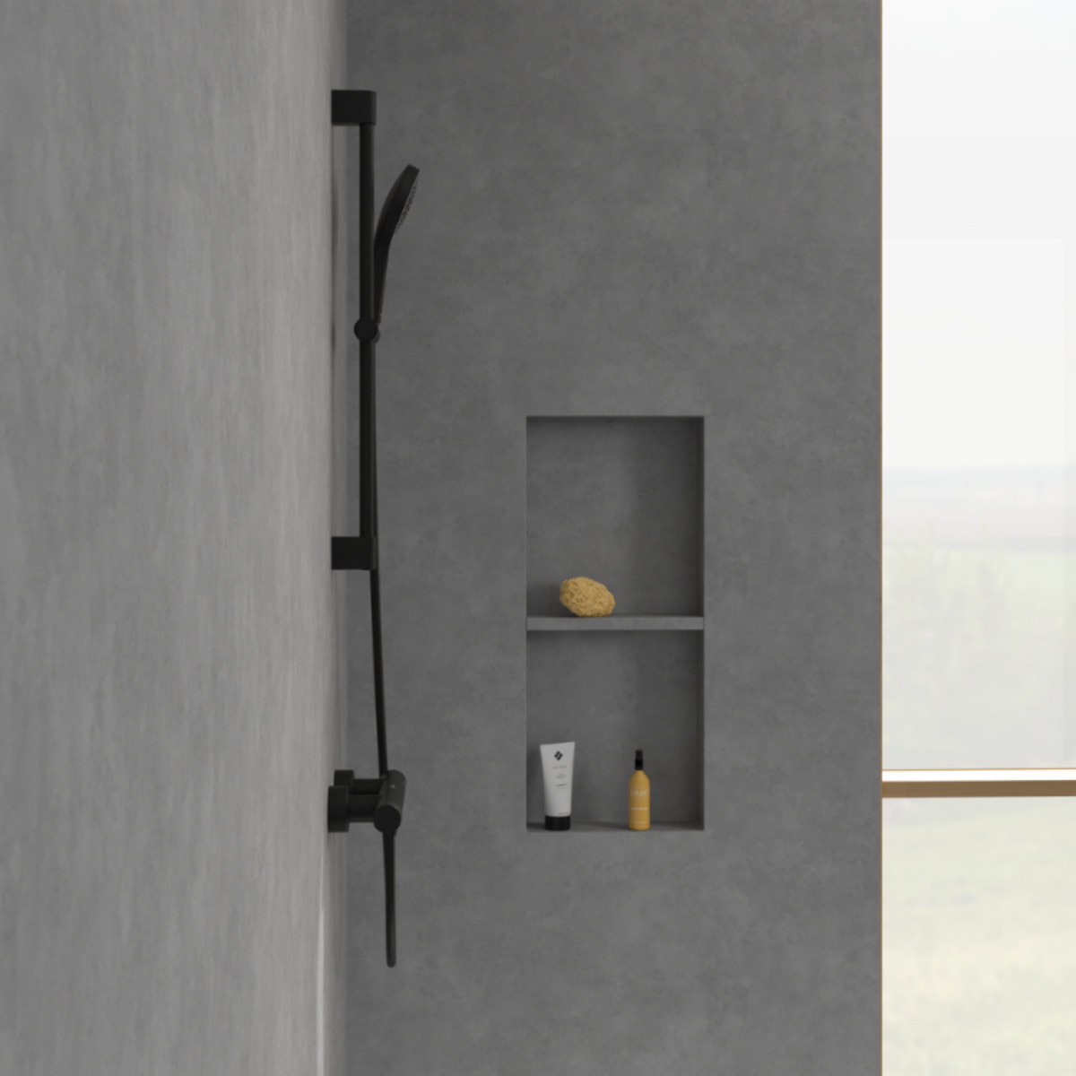 Mitigeur douche thermostatique Universal rond Noir mat