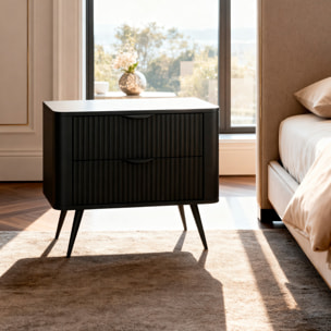 Comodino Moderno Elegante Con 2 Cassetti Capienti e Piedini Alti Camera Da Letto 63.2 x 38 x 55.3 cm Nero