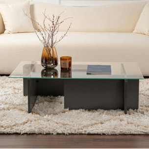 Table basse verre déstructurée – base gris anthracite SALTA