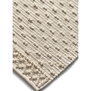 PAMUK Alfombra étnica algodón reciclado con relieve en crema, varias medidas disponibles