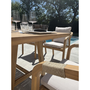 SERENA - Ensemble repas de jardin 6 places en bois d'acacia
