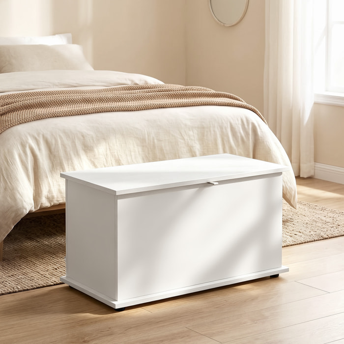 Coffre malle de rangement coffre à jouets dim. 80L x 40l x 45H cm blanc