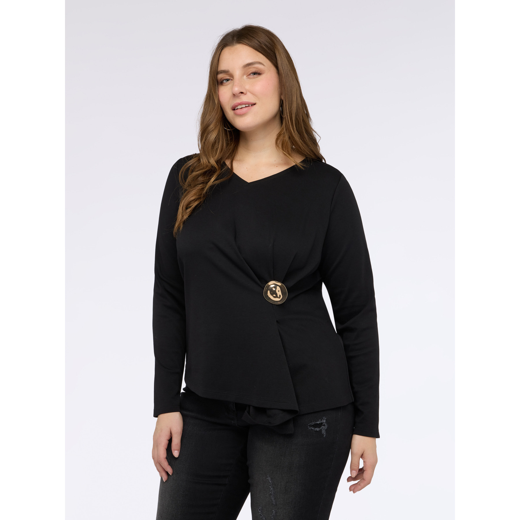 Fiorella Rubino - Camiseta de jersey con diseño cruzado - Negro