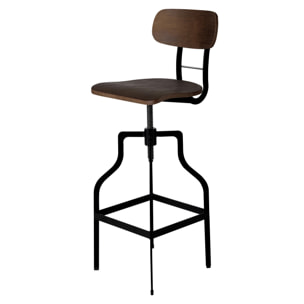 Chaise de bar vintage réglable en hauteur 66/85 cm en bois - Retro