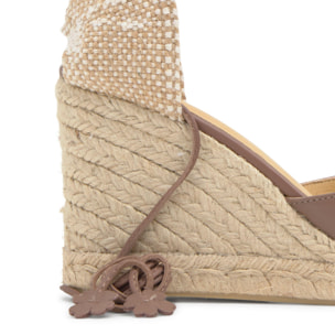 Alpargata Carina cuña de yute en napa con cordones de cuero