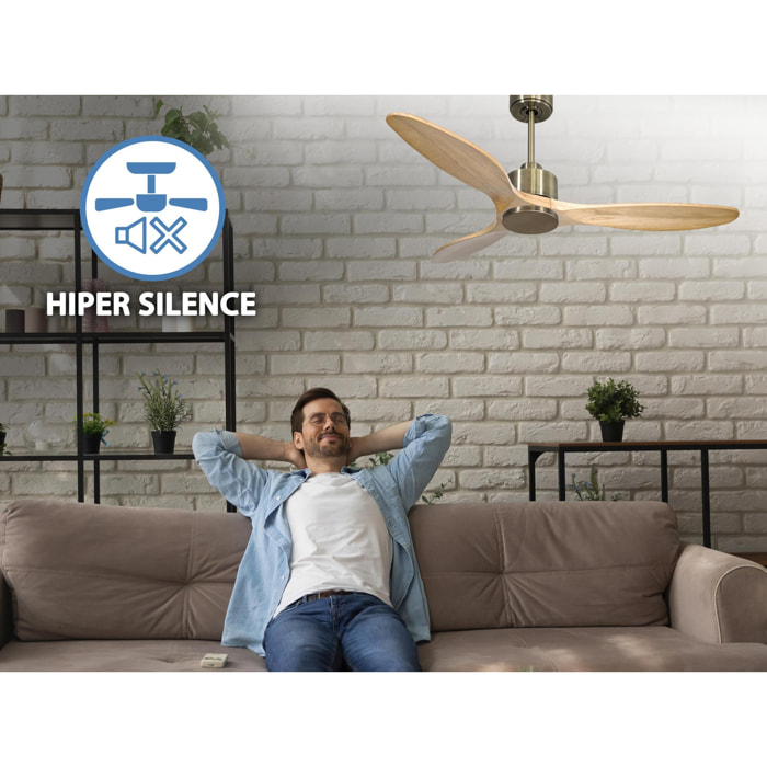 Ventilateur de plafond Réversible  Thermostat Wifi Moteur à courant continu Toits en pente Télécommande Hypersilence Mémoire