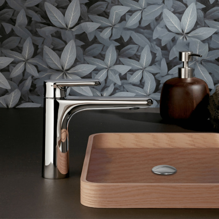 Mitigeur lavabo bec bas PAINI Stone chromé avec vidage clic clac