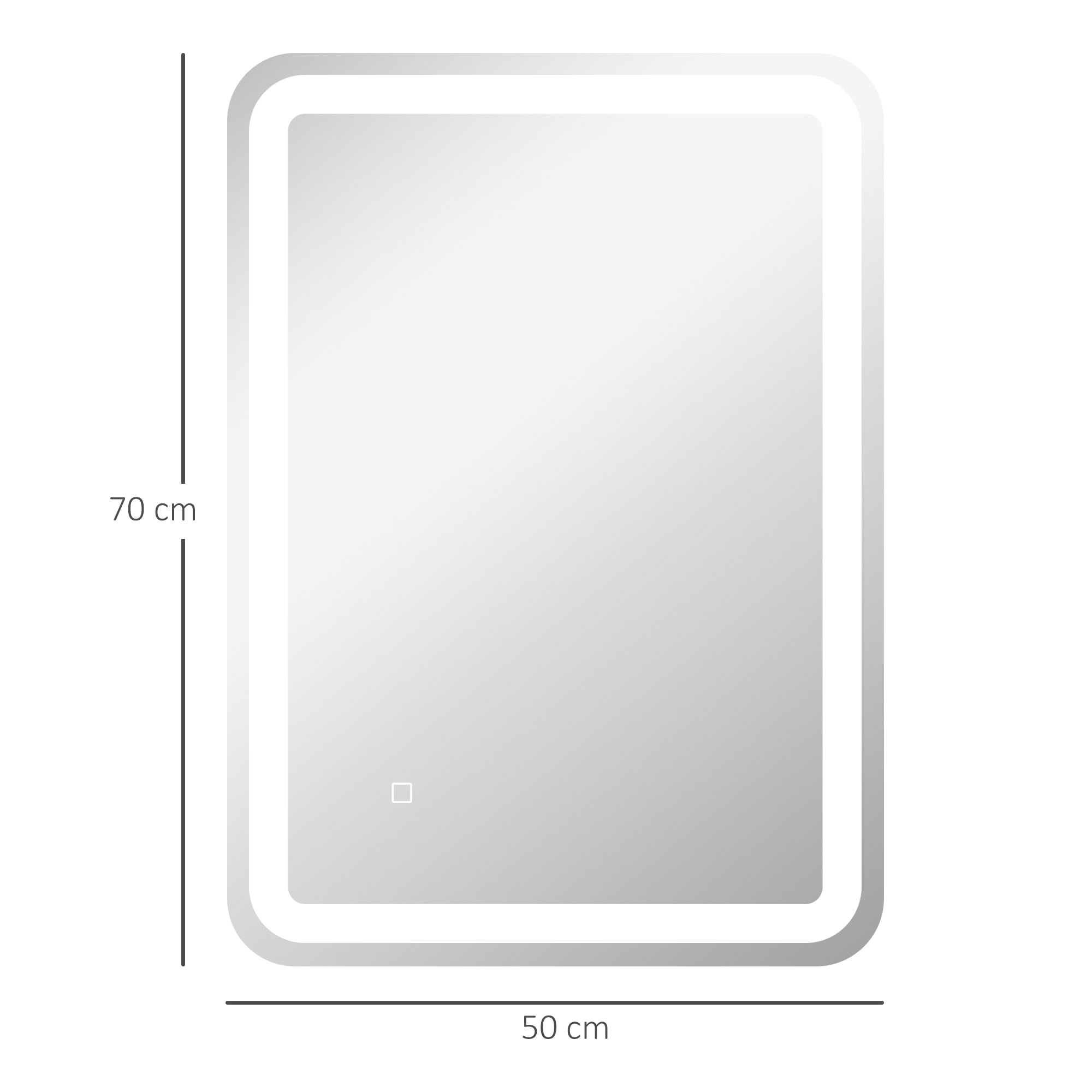 Espejo de Baño con Luces LED, 50x70 cm, Espejo de Pared, 3 Colores de Luz, Brillo Regulable, Función Antivaho, Función de Memoria, Interruptor Táctil, IP44, Horizontal/Vertical