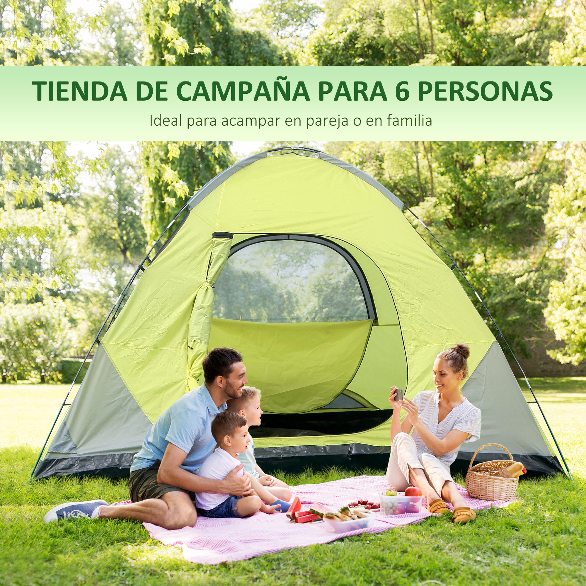 Tienda de Campaña Familiar para 6 Personas UPF30+ Impermeable 300x300x185cm Gris