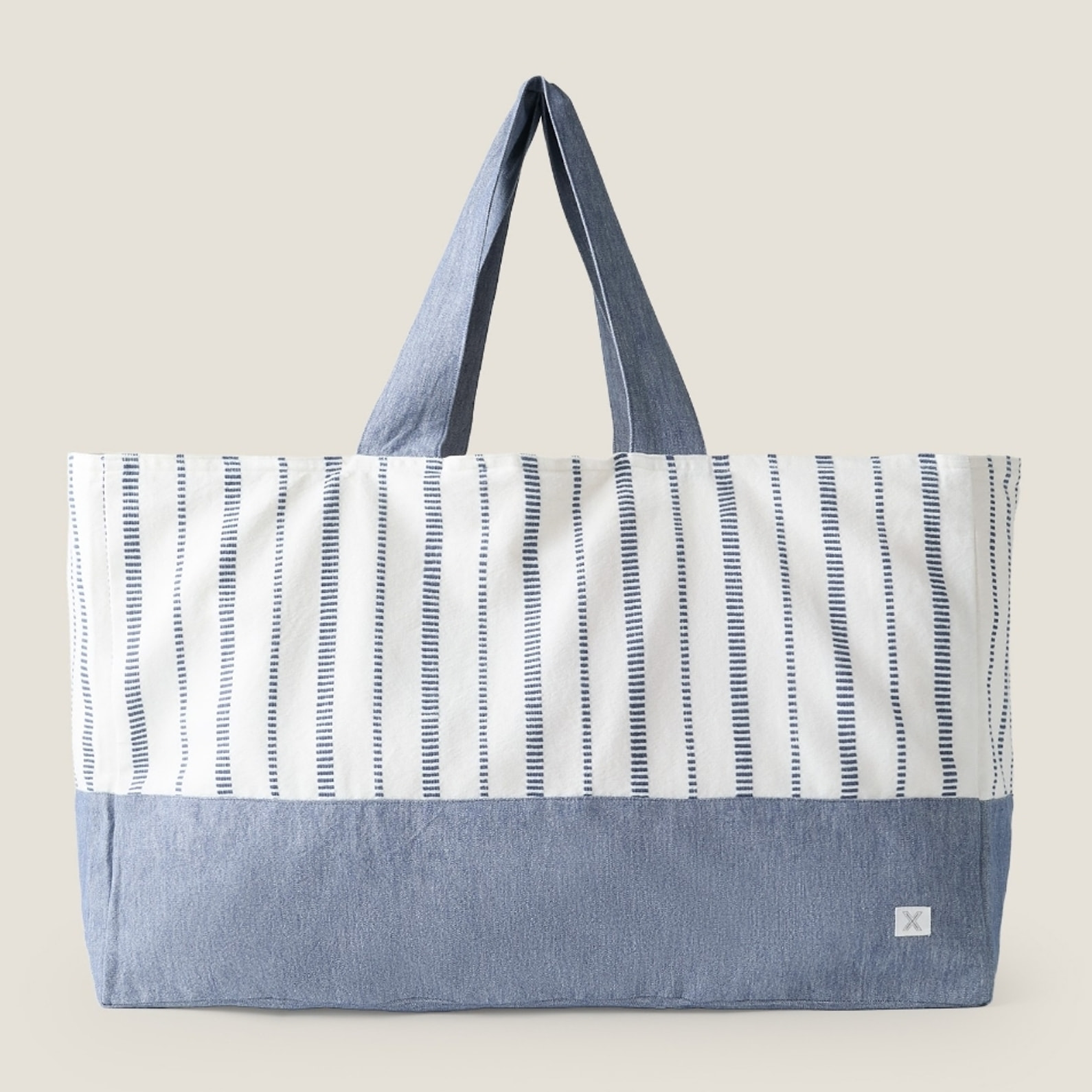 Bolsa grande algodón tejido Geminu color azul