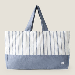 Bolsa grande algodón tejido Geminu color azul