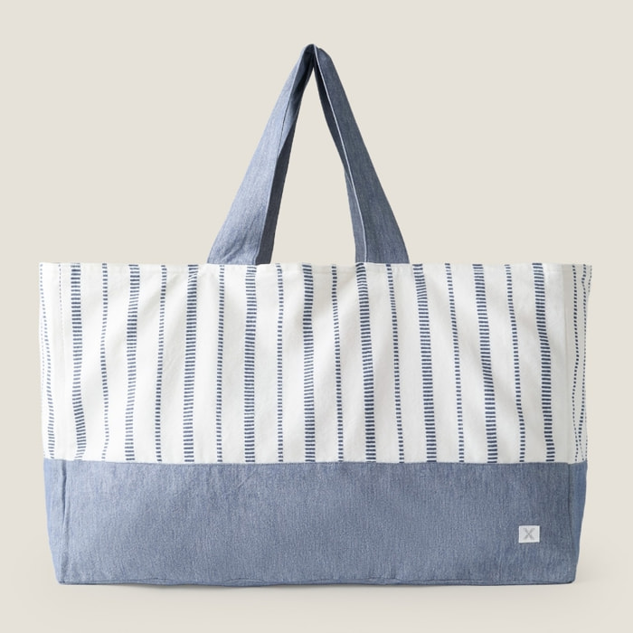 Bolsa grande algodón tejido Geminu color azul