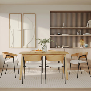 Lot de 2 chaises en tissu bouclé blanc et bois de chêne - Esmée