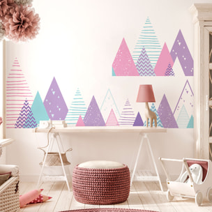 Stickers muraux enfants - Décoration chambre bébé - Autocollant Sticker mural géant enfant montagnes scandinaves MALIKA