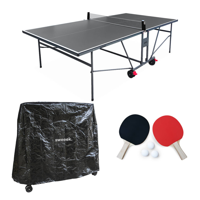 Table de ping pong intérieure avec 2 raquettes 3 balles et housse de protection TABLE DE PING PONG INTÉRIEURE + HOUSSE DE PROTECTION