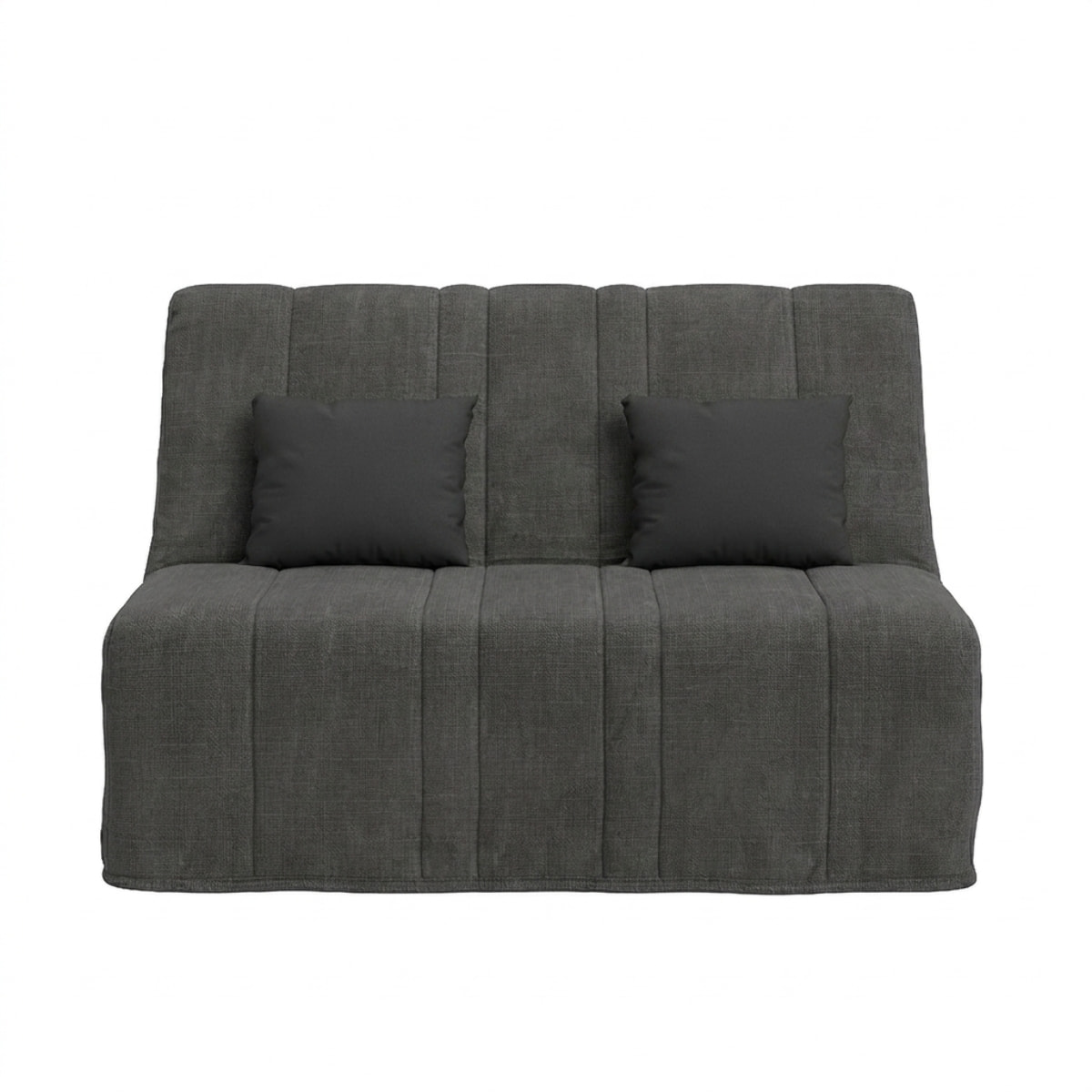 Banquette convertible Nea, matelas Simmons, 140 x 190 cm, 2 coussins offerts, Aba anthracite