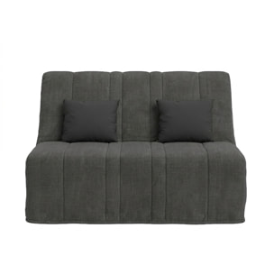 Banquette convertible Nea, matelas Simmons, 140 x 190 cm, 2 coussins offerts, Aba anthracite