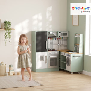 Cuisine enfant modulable tout équipée avec accessoires effets sonores lumineux blanc vert
