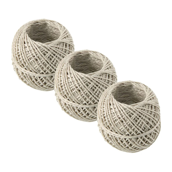 Lot de 3 rouleaux de Ficelle imitation lin 50 m Fackelmann Tecno