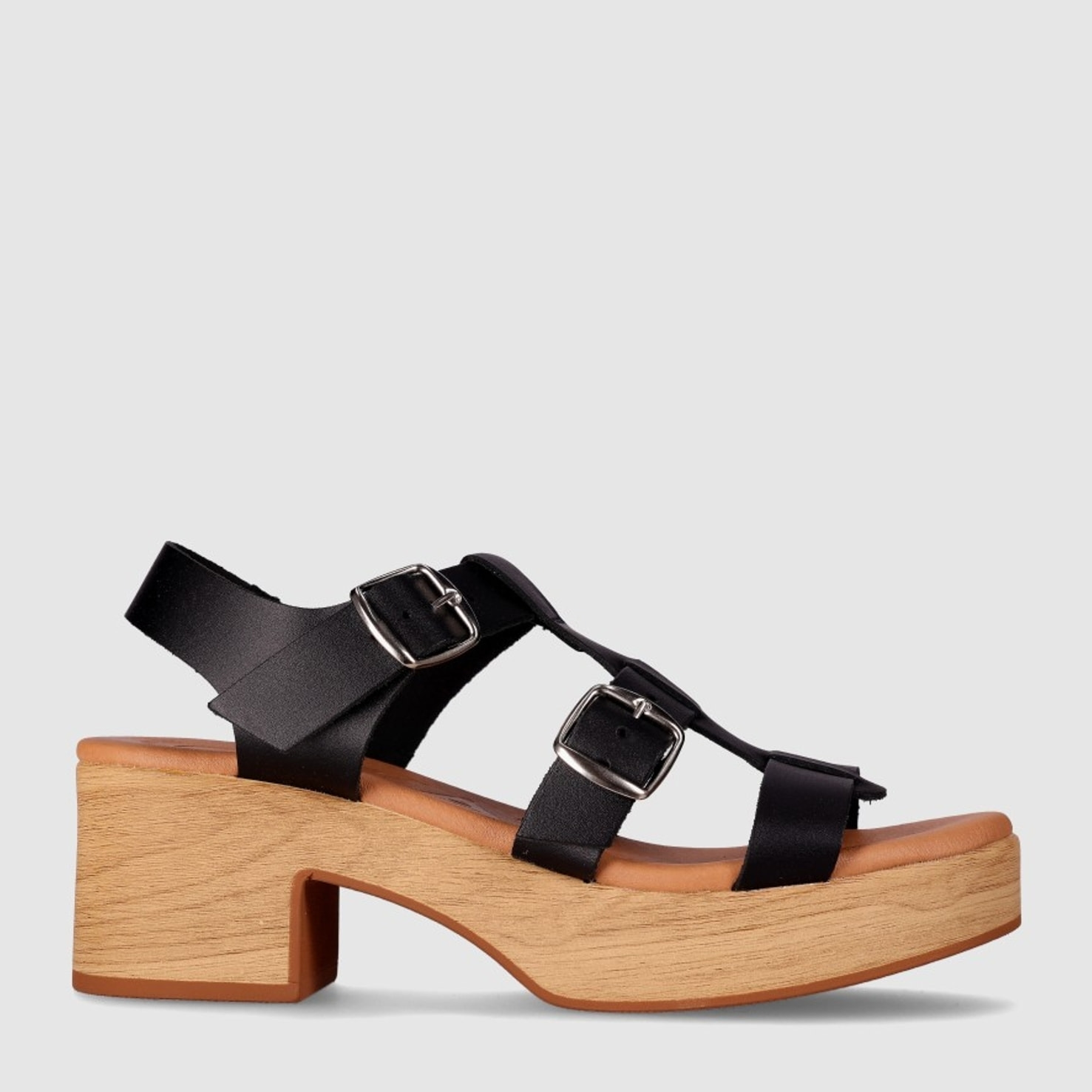 Sandalias de Piel - Negro - Tacón: 6 cm