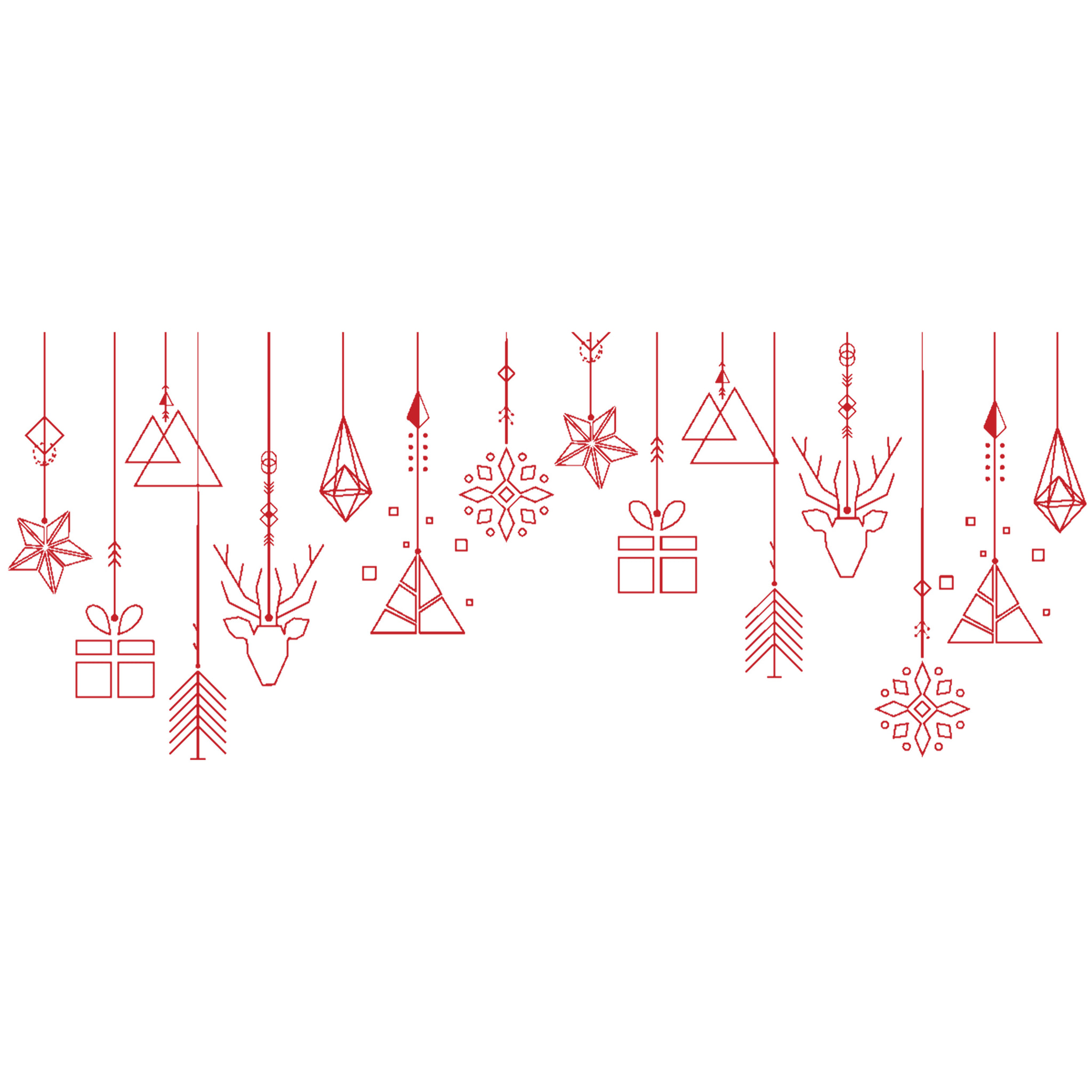 Sticker Noël guirlande de noël rouge - Autocollants stickers adhésifs noël - décoration fêtes