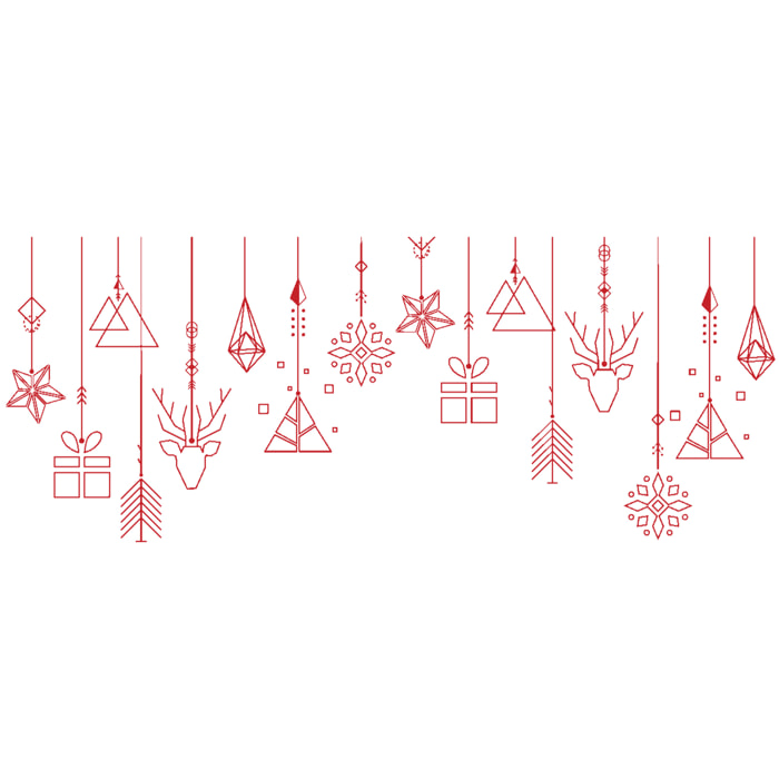 Sticker Noël guirlande de noël rouge - Autocollants stickers adhésifs noël - décoration fêtes