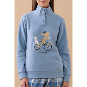 Pigiama donna yuppie in pile con collo tre bottoni Noidinotte