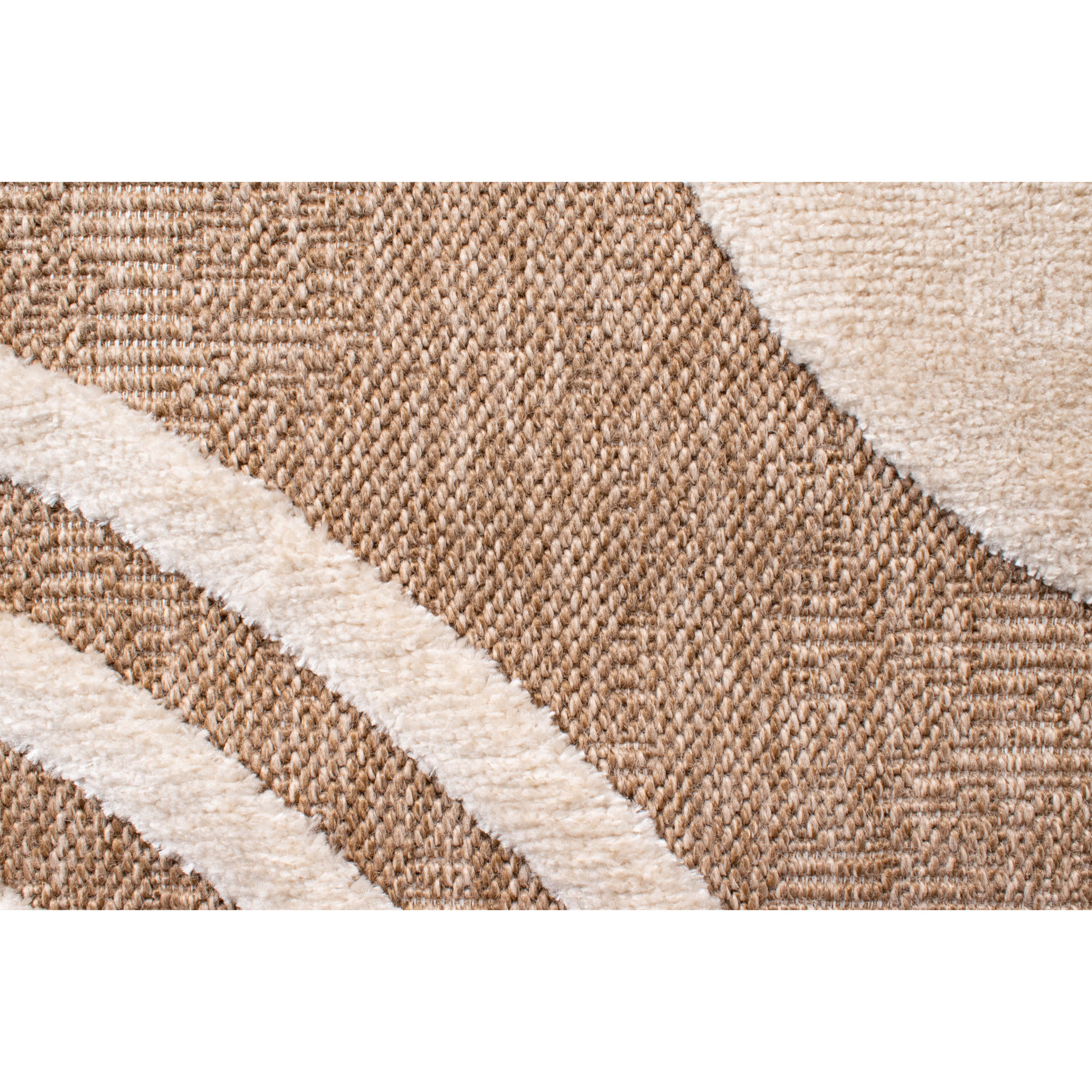 PALMA - Tapis aspect jute à motif géométrique en relief - Blanc