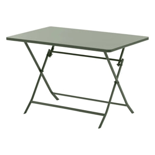 Table de jardin pliante rectangulaire "Greensboro" vert laurier 4 places en acier