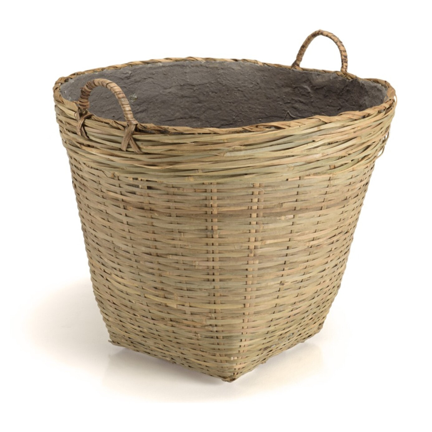 HECTOR - Pot de fleur rond 60x60cm en bambou naturel avec anses