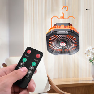 Ventilador P10 con motor sin escobillas, LED con 16 luces, 4 velocidades, 3 niveles de luz y 3 temporizadores. Incluye mando y powerbank de 7800 mAh.