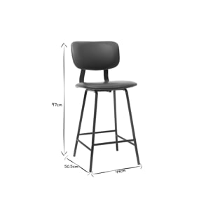 Tabourets de bar vintage noir avec pieds métal 65cm (lot de 2) LAB