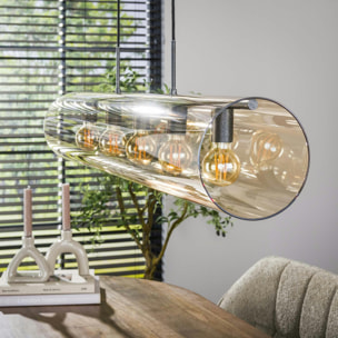 Suspension tube en verre ambré 5 lampes RALF