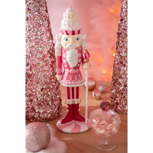 J-Line décoration Casse-Noisette Bonbon - polyrésine - blanc/rose - large